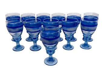 Twelve Vintage Libbey Nova Blue Water Goblets