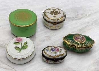 5 Decorative Porcelain & Ceramic Trinket Boxes Including Coalport Bone China