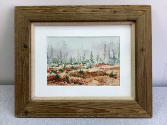 Framed Signed Watercolor Forest Landscape