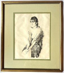 Herbert Lewis Fink (1975 American) Signed Etching 'Young Woman With Shawl'