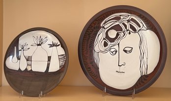 Two Vintage Susana Espinosa Redware Pottery Plates