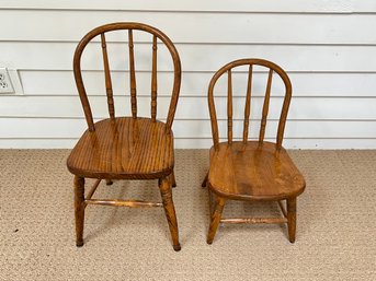 Pair Of Small Oak Chairs