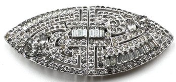 Vintage Coro Duette Art Deco Glass Rhinestone Brooch Pin, Separates Into Two Smaller Dress Clips