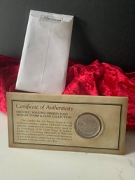 1940 Walking Liberty Half-dollar & Stamp W/ Certificate Of Authenticity #141