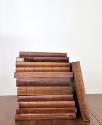 Rare Highly Illustrated Leather Bound Art Books - German Publisher With Debossed Elephant Stamp On Backs