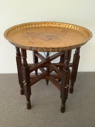 Brass Topped Moroccan Side Tray Table