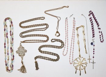 8 Necklaces And Sterling Silver Purple Rosary