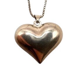 (B196) DANECRAFT Sterling Silver Box Chain Necklace With Heart Pendant