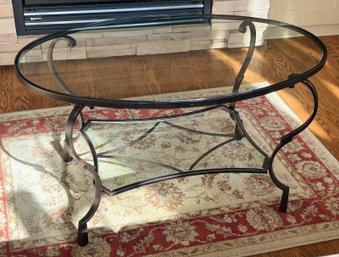 Heavy Metal And Glass Coffee Table
