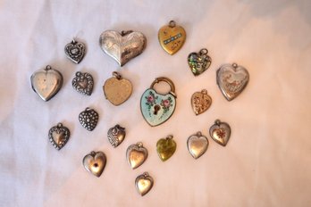 Vintage Sterling And More Heart Pendant Lot