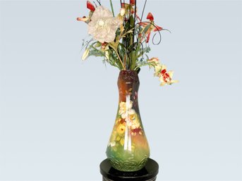 Antique Royal Bonn German Vase With Custom Faux Bouqet