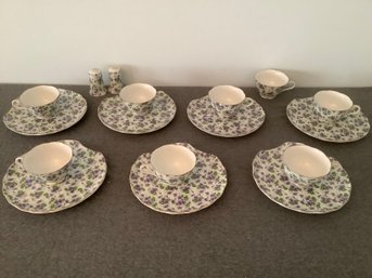 Lefton Violet Chintz Luncheon Set