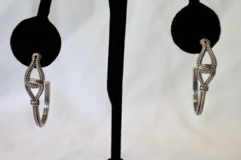 Sterling Lagos Caviar Signature Twist Hoop Earrings  (10.8 Grams Total Weight)