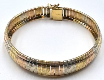 18K Gold Italian Tricolor Link Bracelet With Receipt, Purchased For $850 In 2000 (.8 Ounces, 22 Grams)