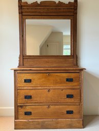 Vintage Country Style Oak Dresser With Mirror