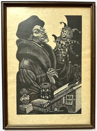 Fritz Eichenberg (1901 German) Signed Xylograph Woodcut 'Dame Folly Speaks For Herasmus'