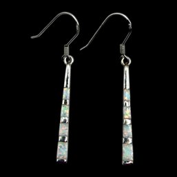 (A111) Sterling Silver Opal Dangle Earrings