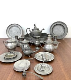 Large Mixed Group Of Pewter Items Samuel Weygang, Woodbury And More