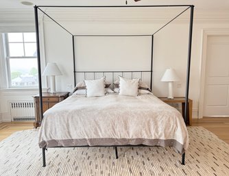 Charles P. Rogers  Four Poster Modern Canopy King Bed & Linens