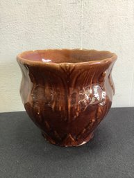 Brown Glazed Pottery Vase/planter