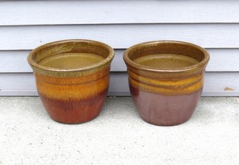 Matching Pair Of Sandstone Color Southwestern Terracotta Planters