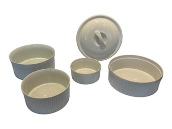 A White Casserole Collection: Two Are Dansk, Two Are Pillivuyt