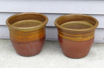 Matching Pair Of Terracotta Southwestern Sandstone Colored Planters