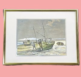 Vintage Foil Print Matted And Framed