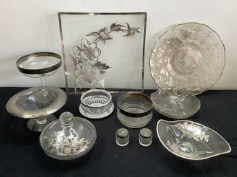 Sterling Trimmed Glass Lot