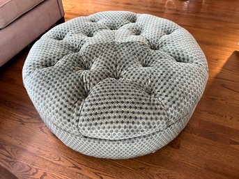 Lillian August Velvet Tufted Ottoman In Sea Blue Tones (LOC: S1)