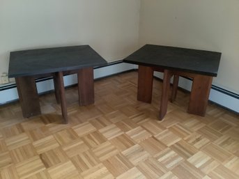 MCM Slate Top End Tables
