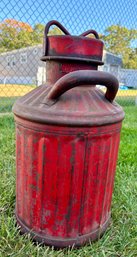 Antique Red 5 Gallon  Oil Or Gas Can  .