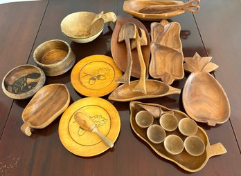 MCM Collection Of Carved Wood Dishes.