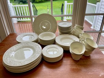 Wedgwood Patrician , Embossed China    Set For 8 , 7PPS And 71 Pieces  In Total .