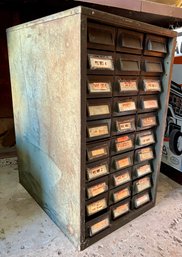 Vintage Metal 30 Drawer Catalog Cards Cabinet.
