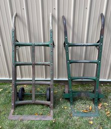 Pair Vintage Antique Heavy Duty Beer Keg Hand Trucks.
