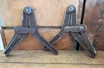 Pair Antique Hartford Clamps Co. Cast Iron Corner And Miter Clamps. East Hartford, CT