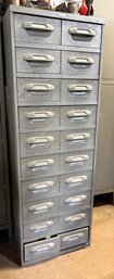 Vintage Art Deco Wright And Co. Inc  20  Drawer Metal Card Catalog Cabinet. Worcester, Mass.