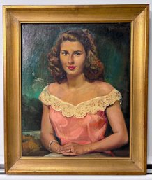 Oil On Canvas, Signed Vintage Lady's Portrait By Well Known Portraits Artist Delos Palmer (1890-1960)