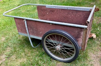 Wood And Metal Frame Yard Cart.