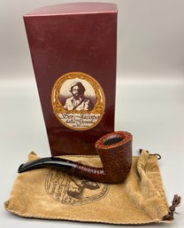 Expensive Ser Jacopo Della Jemma Curved Deep Brown Rusticated  Briar Finish Tobacco Pipe. Unused.