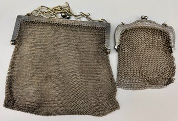 Pair Antique Silver Plated Mesh Purses.