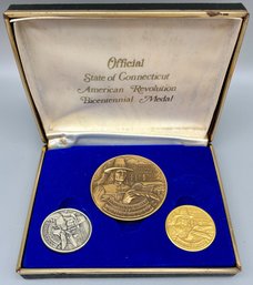 Official Official State Of Connecticut American Revolution Bicentennial Medals Set . One Silver Medal. #235