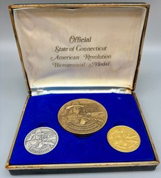 Official Official State Of Connecticut American Revolution Bicentennial Medals Set . One Silver Medal. #236