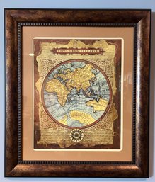 Newer Framed Old World Style Decorative Map.
