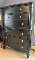 Newer Eight Drawer Tall Dresser In Black.