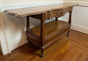 Vintage French Provincial Style  'White Fine Furniture' Drop Leaf Rolling Buffett.