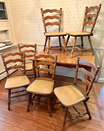 Set Of Six Vintage Well Built And Heavy Maple Dining Chairs.