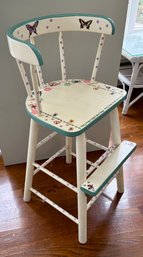Charming Custom Painted Kids High Chair With Flowers And Butterflies.