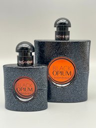 Yves Saint Laurent- Black Opium. Pair Of Full Or Almost Full Perfume Bottles 90ml And 30 Ml.